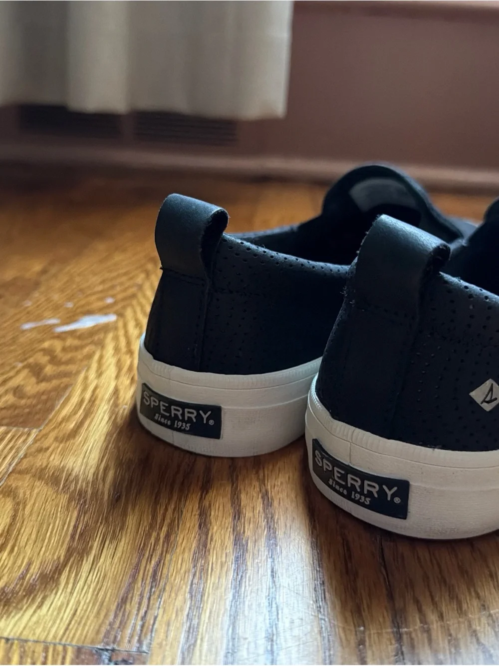 Women’s Sperry Slip-On Perforated Black Casual Sneakers